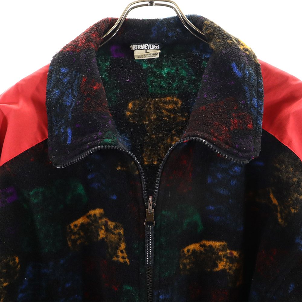 OBERMEYER オバマイヤー 90s オールド 総柄 切り替え フリースジャケット L 黒系 メンズ