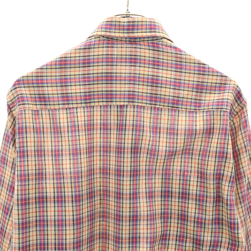 リーバイストラウス 70s USA製 ヴィンテージ チェック柄 長袖 シャツ L ブラウン系 メンズ