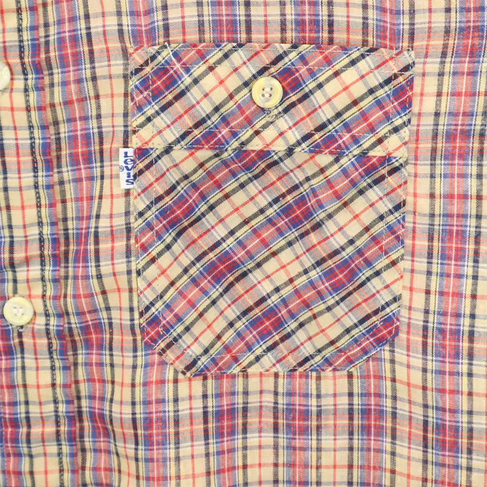 リーバイストラウス 70s USA製 ヴィンテージ チェック柄 長袖 シャツ L ブラウン系 メンズ