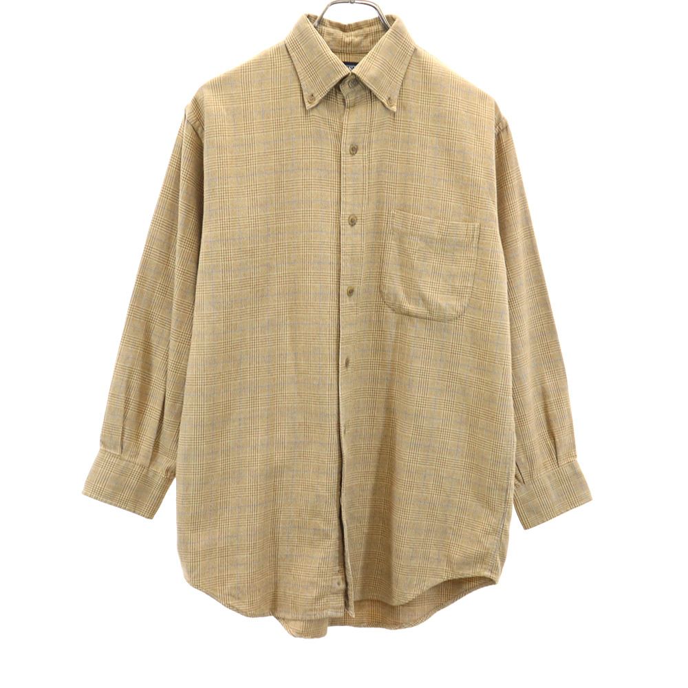 LANDS' END ランズエンド 90s オールド チェック柄 長袖 ボタンダウンシャツ S14-14H ブラウン系 キッズ