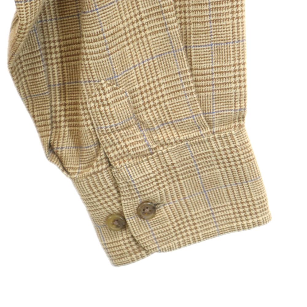 LANDS' END ランズエンド 90s オールド チェック柄 長袖 ボタンダウンシャツ S14-14H ブラウン系 キッズ