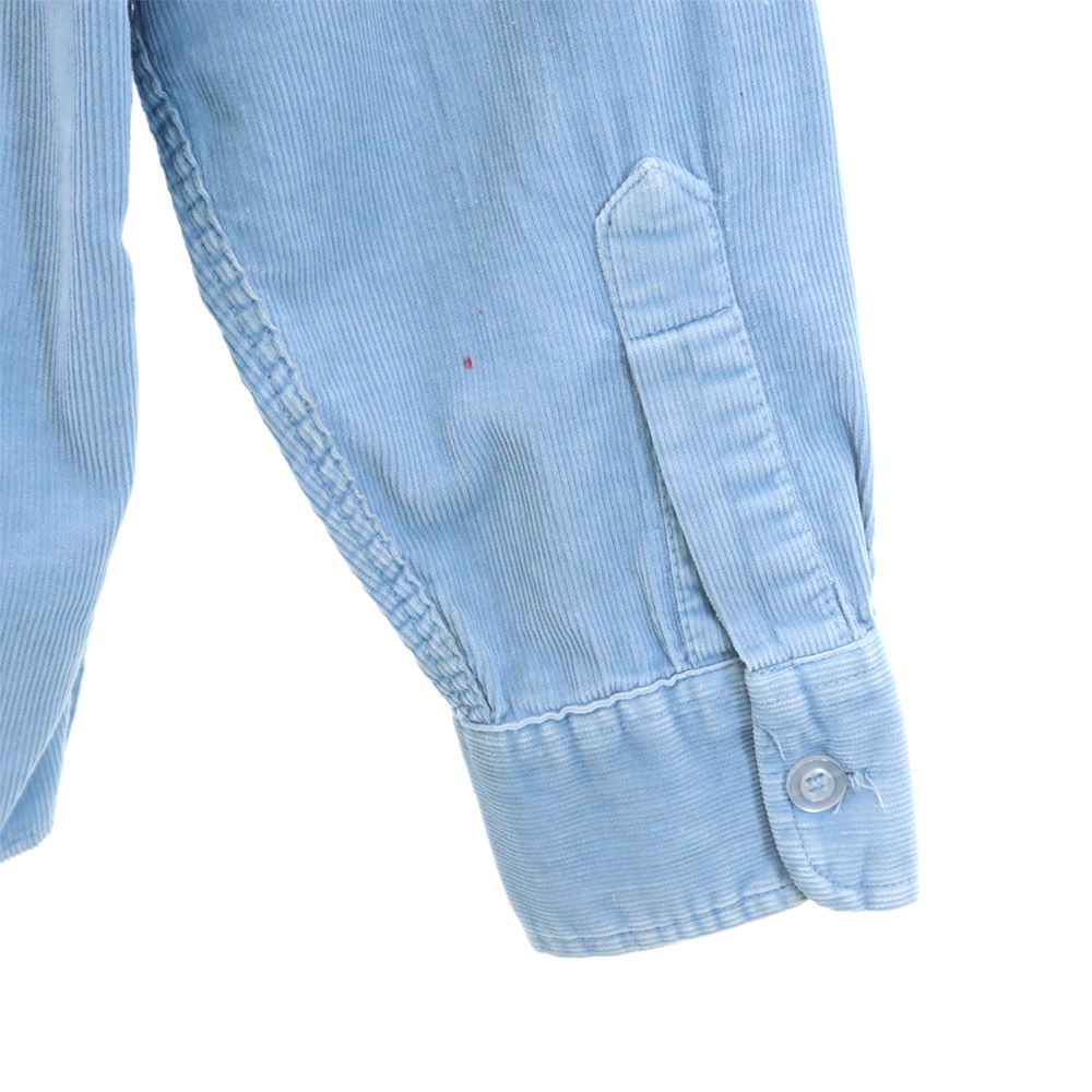 MONOGRAM WORK モノグラムワーク USA製 長袖 コーデュロイ ボタンダウンシャツ S 水色 レディース