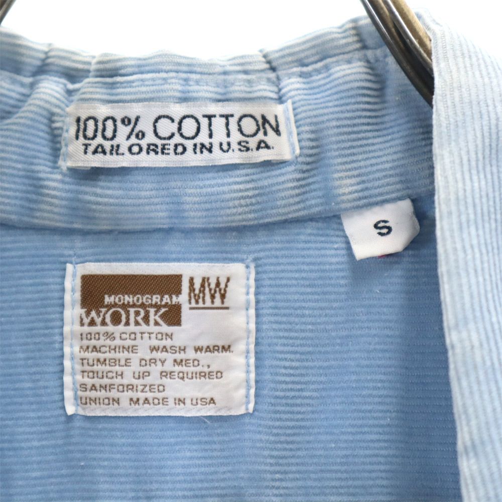 MONOGRAM WORK モノグラムワーク USA製 長袖 コーデュロイ ボタンダウンシャツ S 水色 レディース