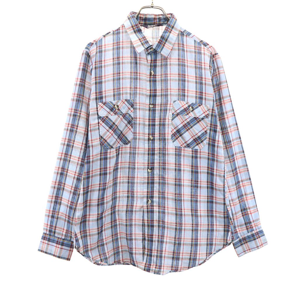 Levi's リーバイス 70s ヴィンテージ チェック柄 長袖 シャツ L ブルー メンズ