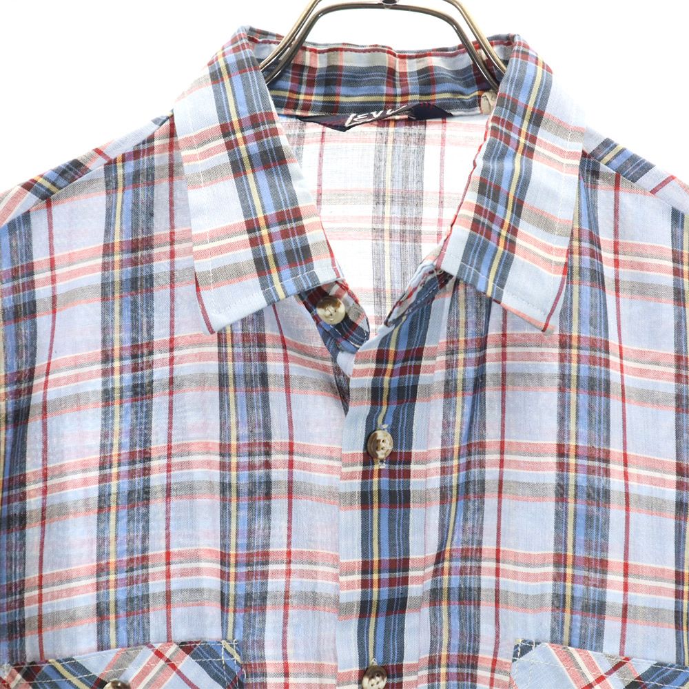 Levi's リーバイス 70s ヴィンテージ チェック柄 長袖 シャツ L ブルー メンズ