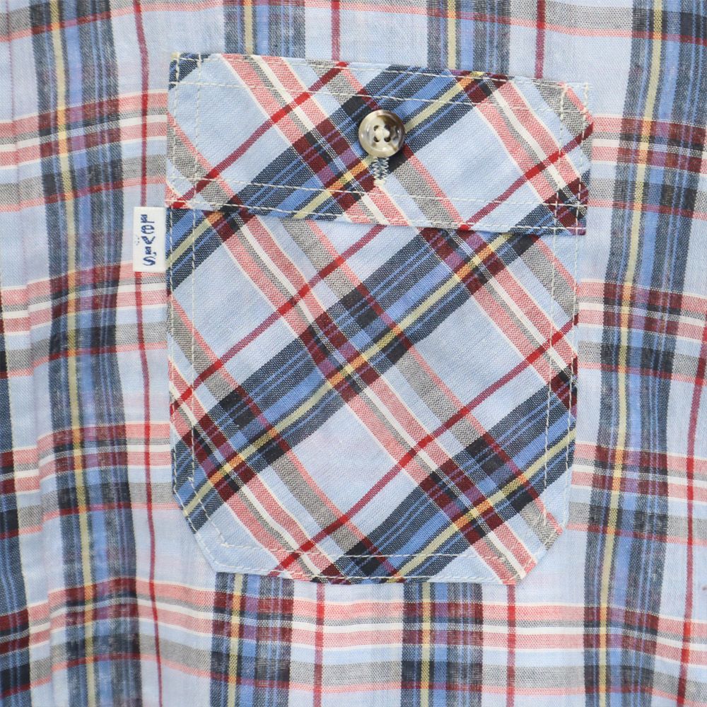 Levi's リーバイス 70s ヴィンテージ チェック柄 長袖 シャツ L ブルー メンズ