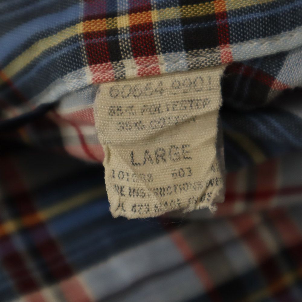Levi's リーバイス 70s ヴィンテージ チェック柄 長袖 シャツ L ブルー メンズ