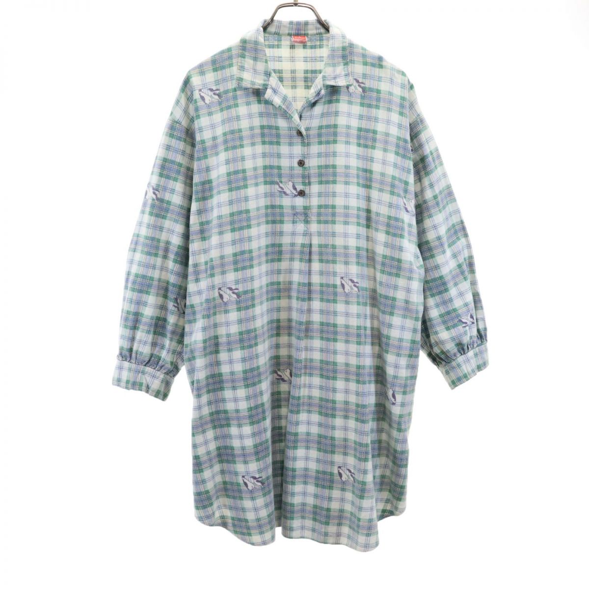 Triumph トリンプ 70s ヴィンテージ グランパ 長袖 シャツワンピース 44 レディース