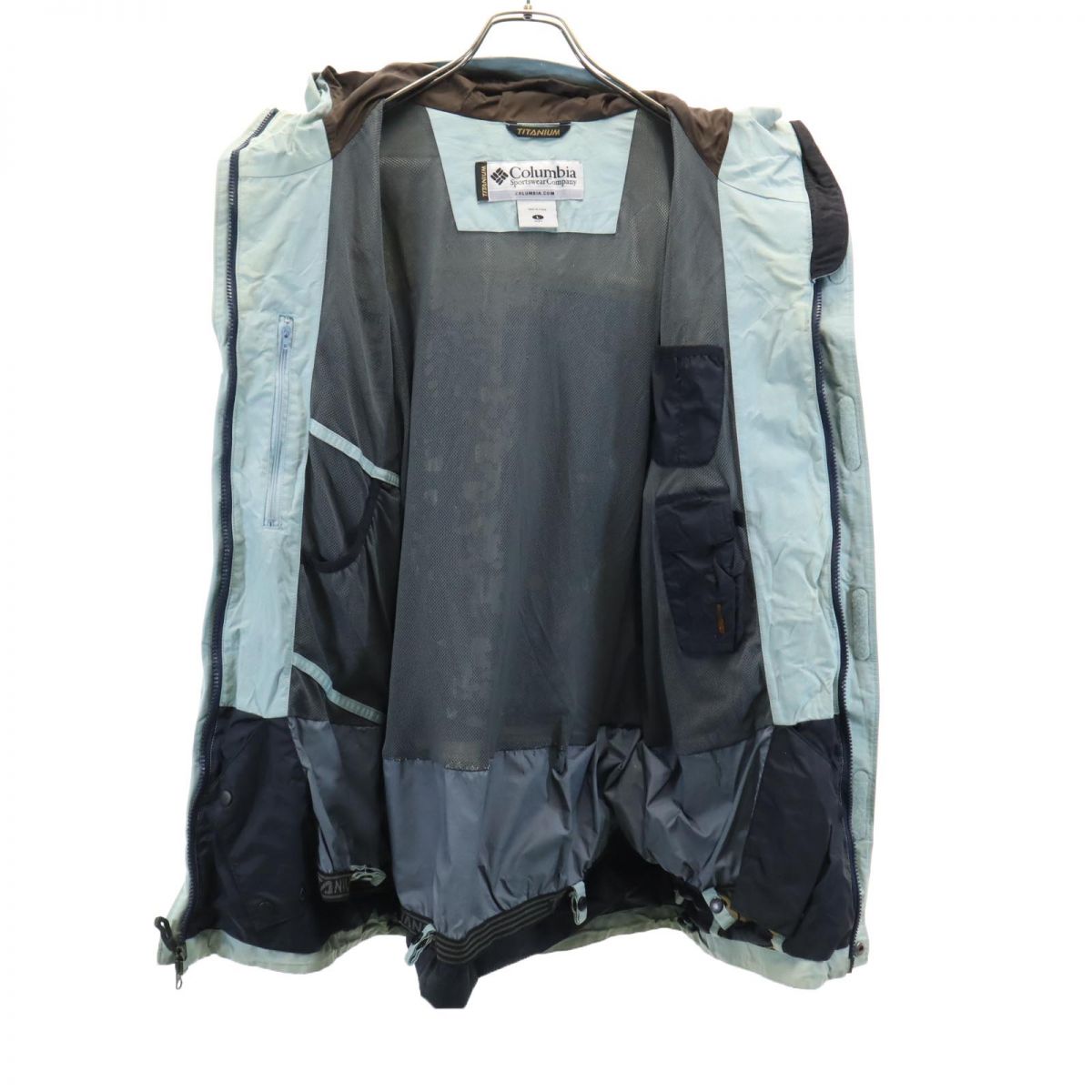 Columbia コロンビア アウトドア ナイロンジャケット L ネイビー×ブルー フード 裏メッシュ地 メンズ