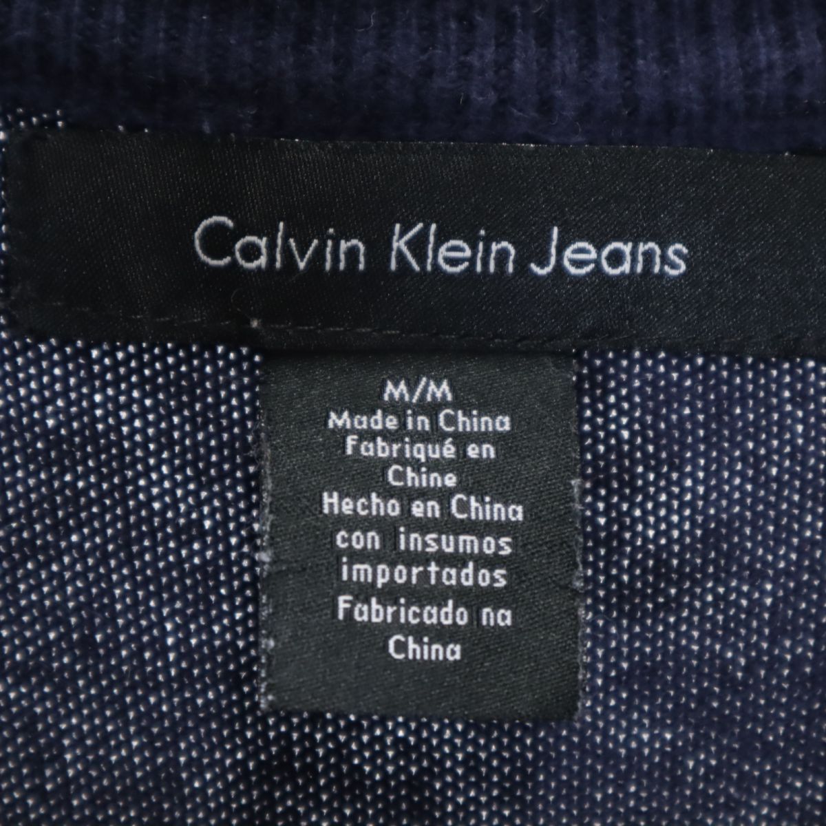 Calvin klein Jeans カルバンクラインジーンズ 長袖 ハーフジップ コットンニット セーター M ネイビー メンズ