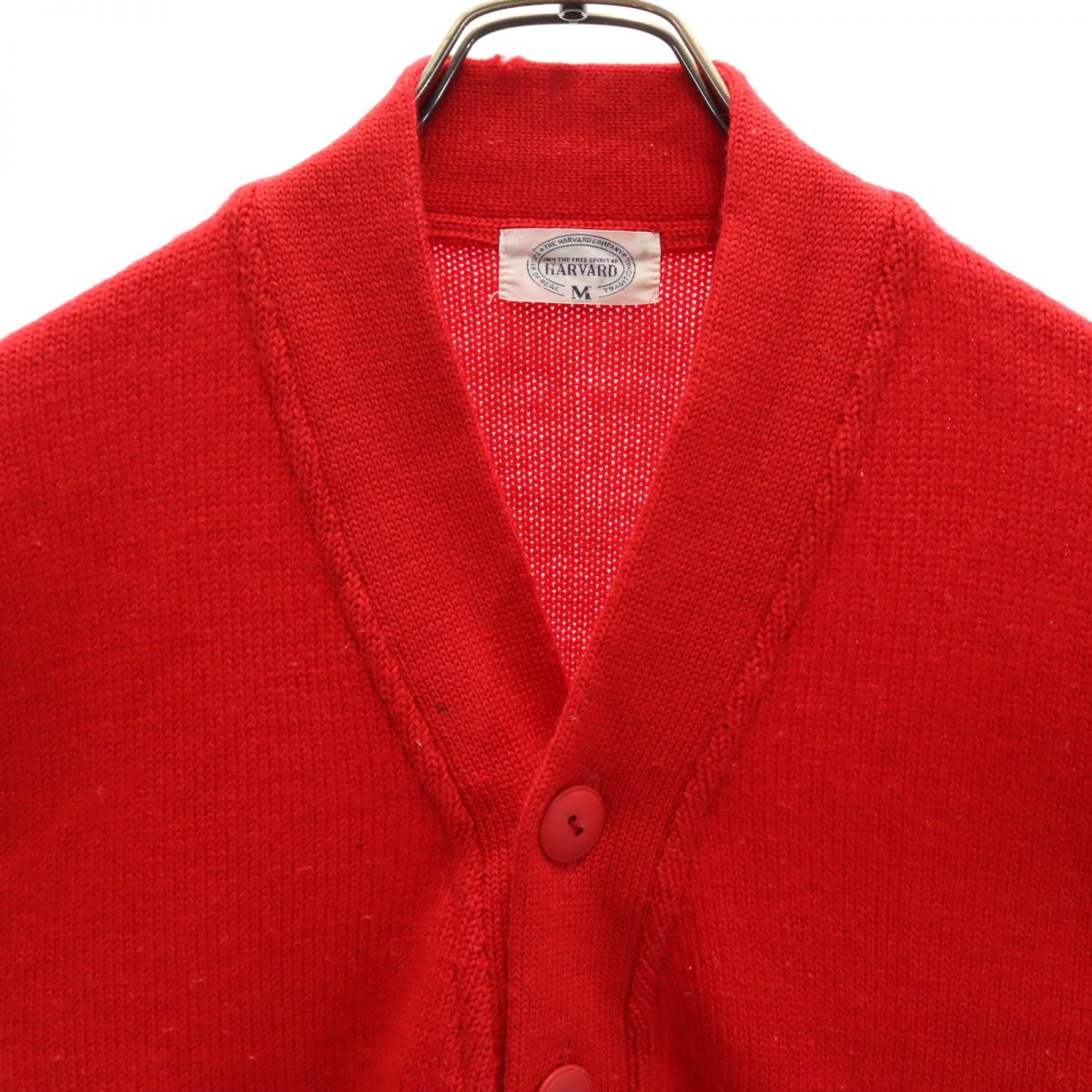 ハーバード ウール 長袖 ニット カーディガン M レッド HARVARD メンズ