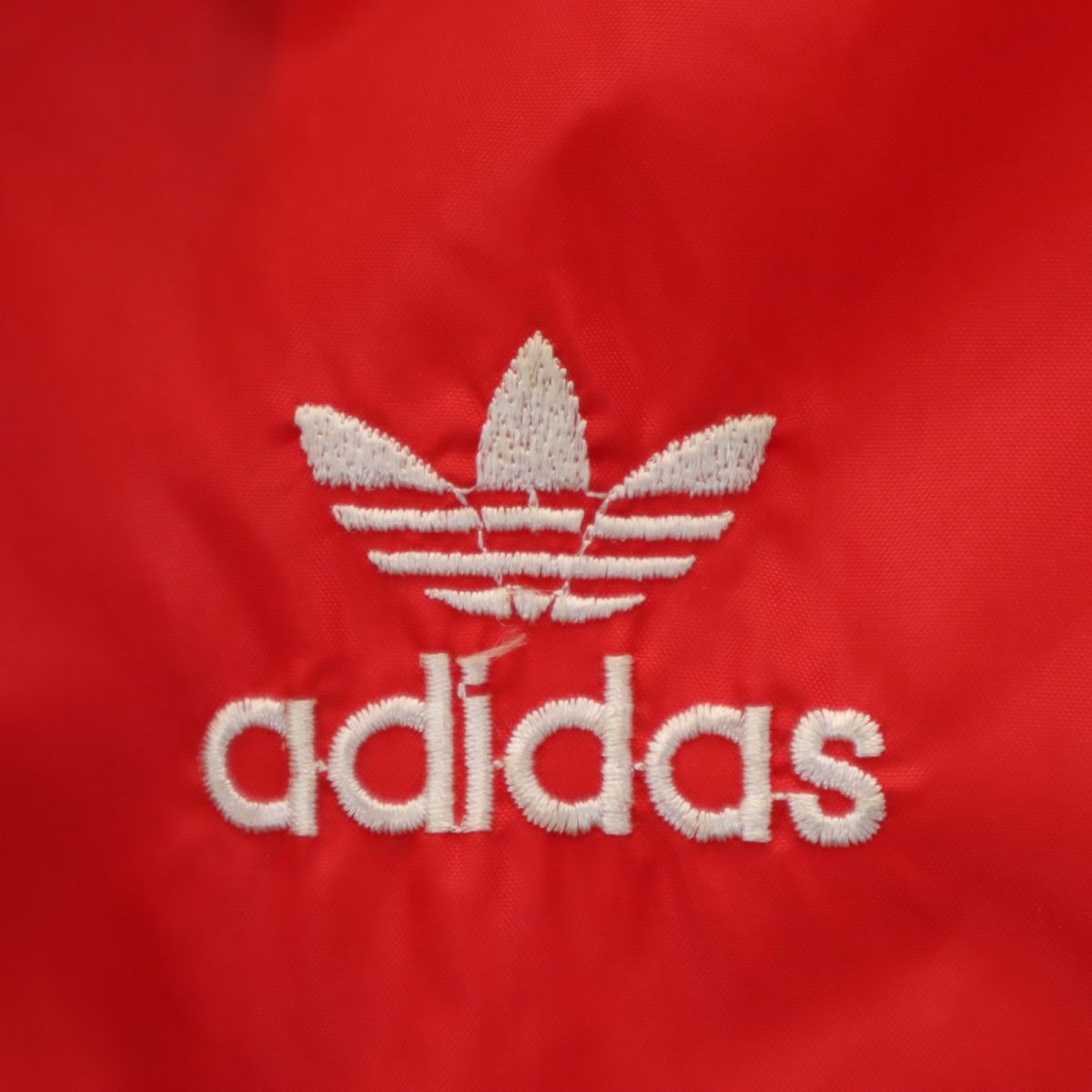 adidas アディダス 70s デサント製 トレフォイルロゴ ヴィンテージ 長袖 ナイロンジャケット M レッド メンズ