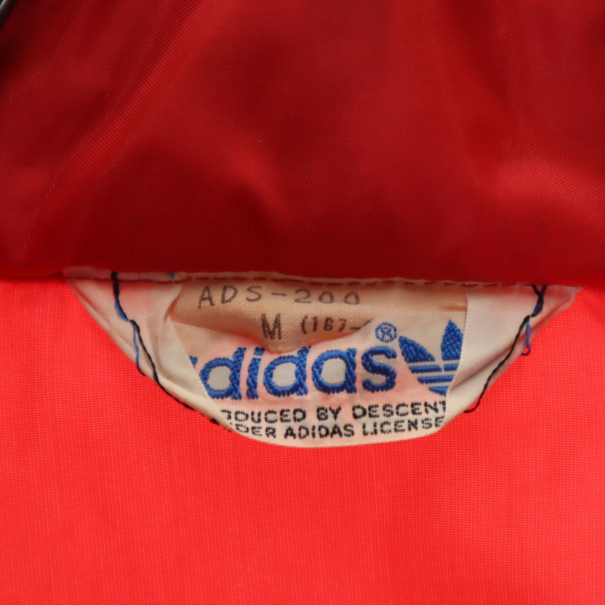 adidas アディダス 70s デサント製 トレフォイルロゴ ヴィンテージ 長袖 ナイロンジャケット M レッド メンズ