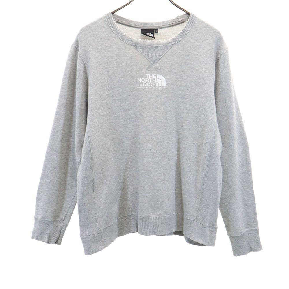 THE NORTH FACE ザノースフェイス NT61802X プリント 長袖 アウトドア トレーナー L グレー スウェット メンズ