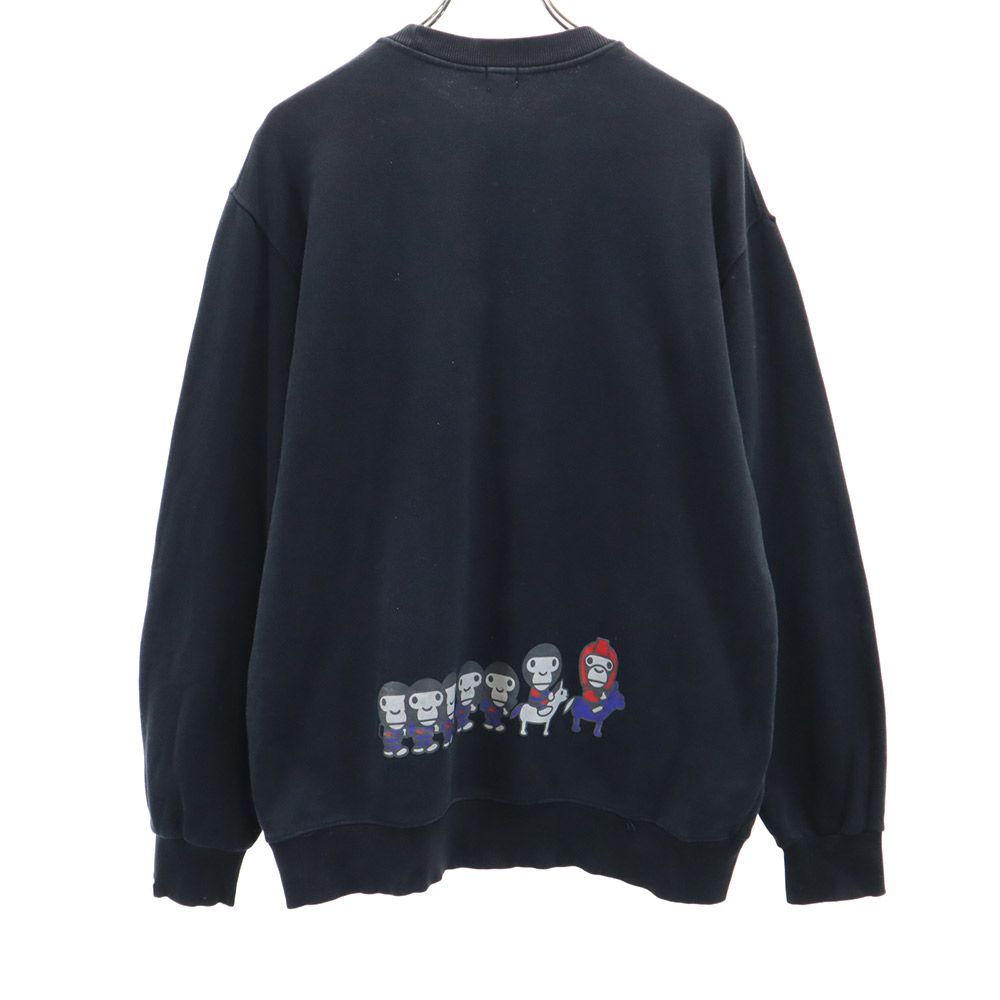 BABY MILO ベイビーマイロ アベイシングエイプ プリント 長袖 トレーナー L ブラック A BATHING APE スウェット メンズ