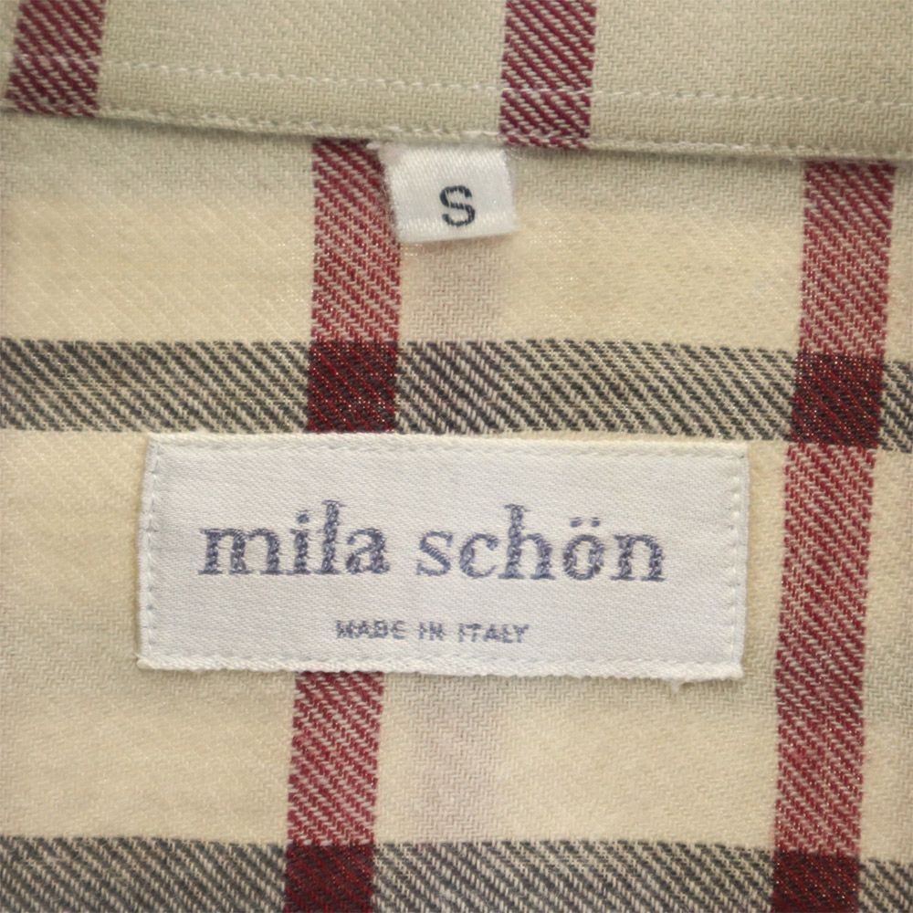 ミラショーン 長袖 チェックシャツ S ベージュ系 mila schon メンズ