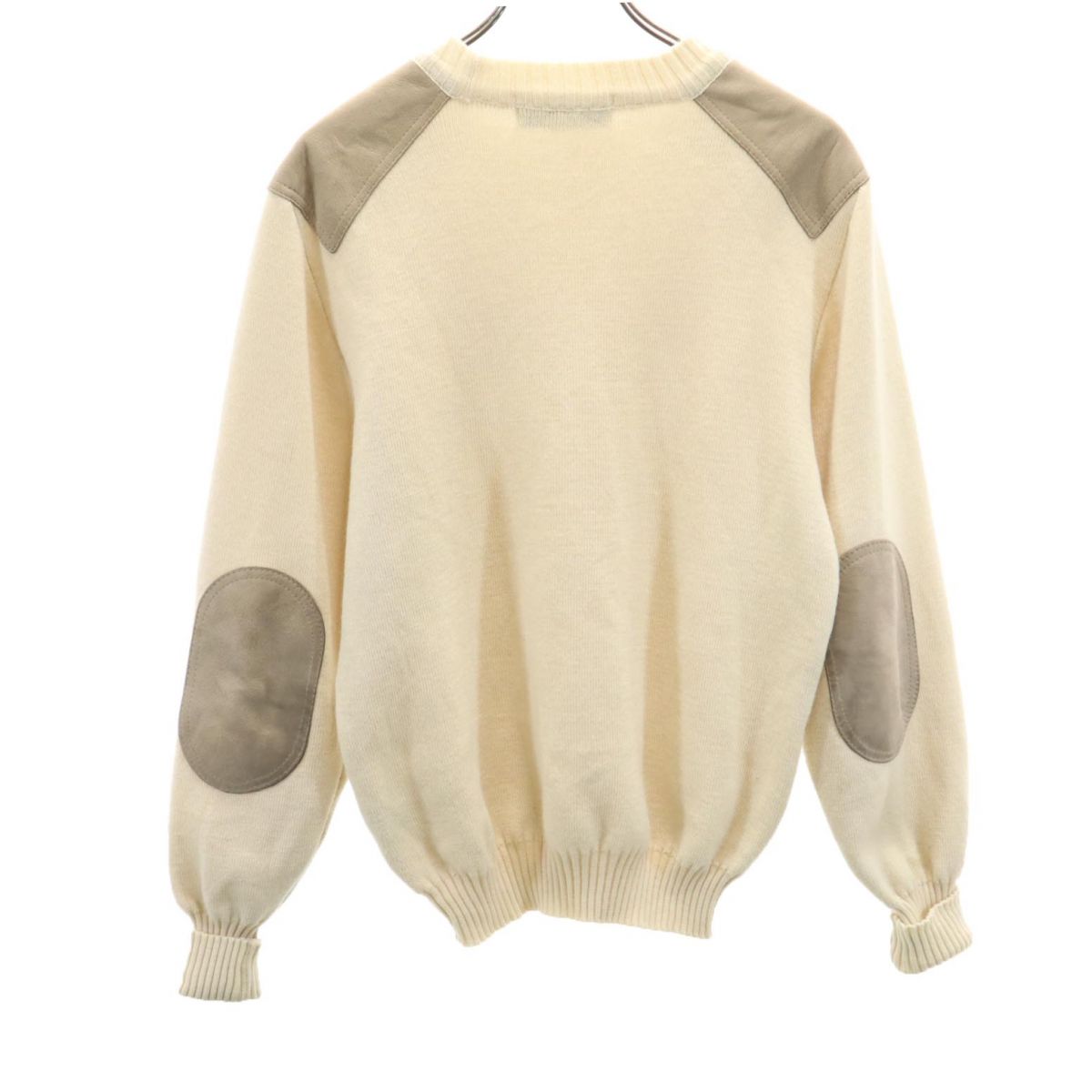 バーバリーズ 90s イギリス製 オールド コンバットニット 長袖 エルボーパッチ セーター S ベージュ系 Burberrys ニット メンズ