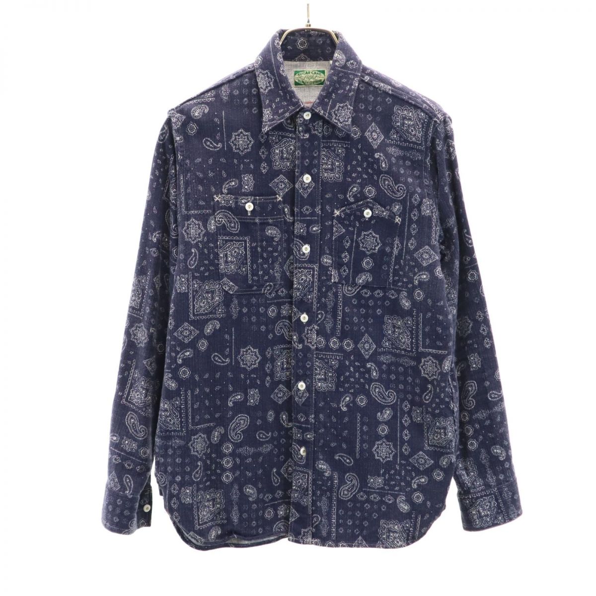 SUGAR CANE シュガーケーン 日本製 東洋エンタープライズ SC25565 ペイズリー 長袖 シャツ S ネイビー系 メンズ