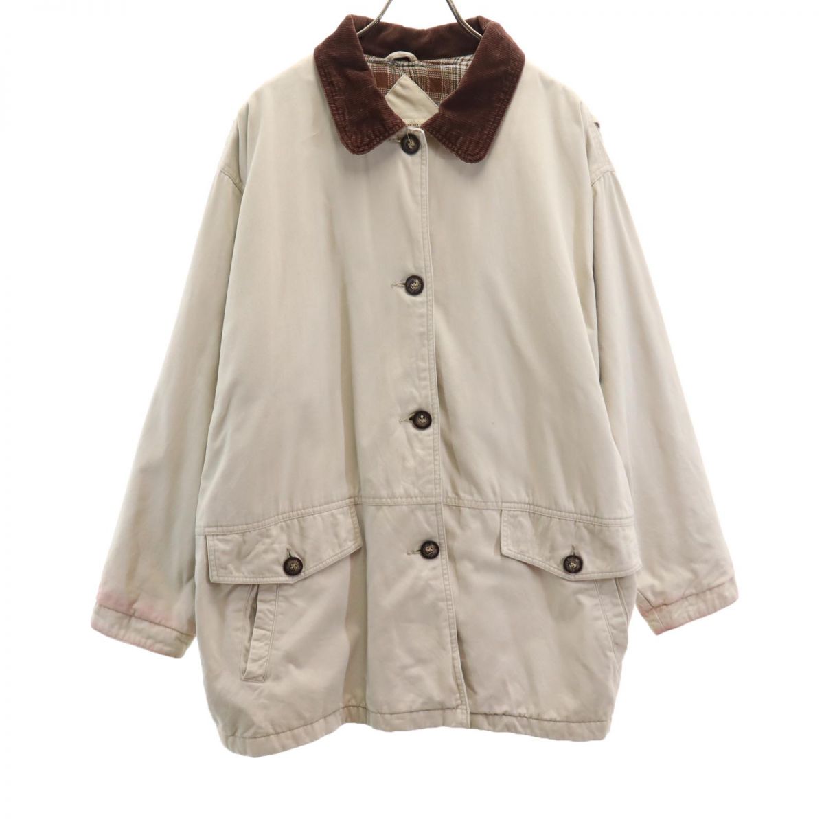 STJOHN’sBAY セントジョンズベイ 90s オールド ジャケット 2X アイボリー系×ブラウン ビッグサイズ コーデュロイ襟 メンズ