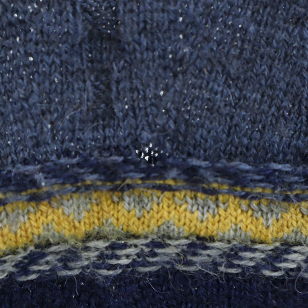 OLD オールド 90s イタリア製 ウールブレンド 総柄 長袖 セーター 42 ネイビー系 ニット メンズ