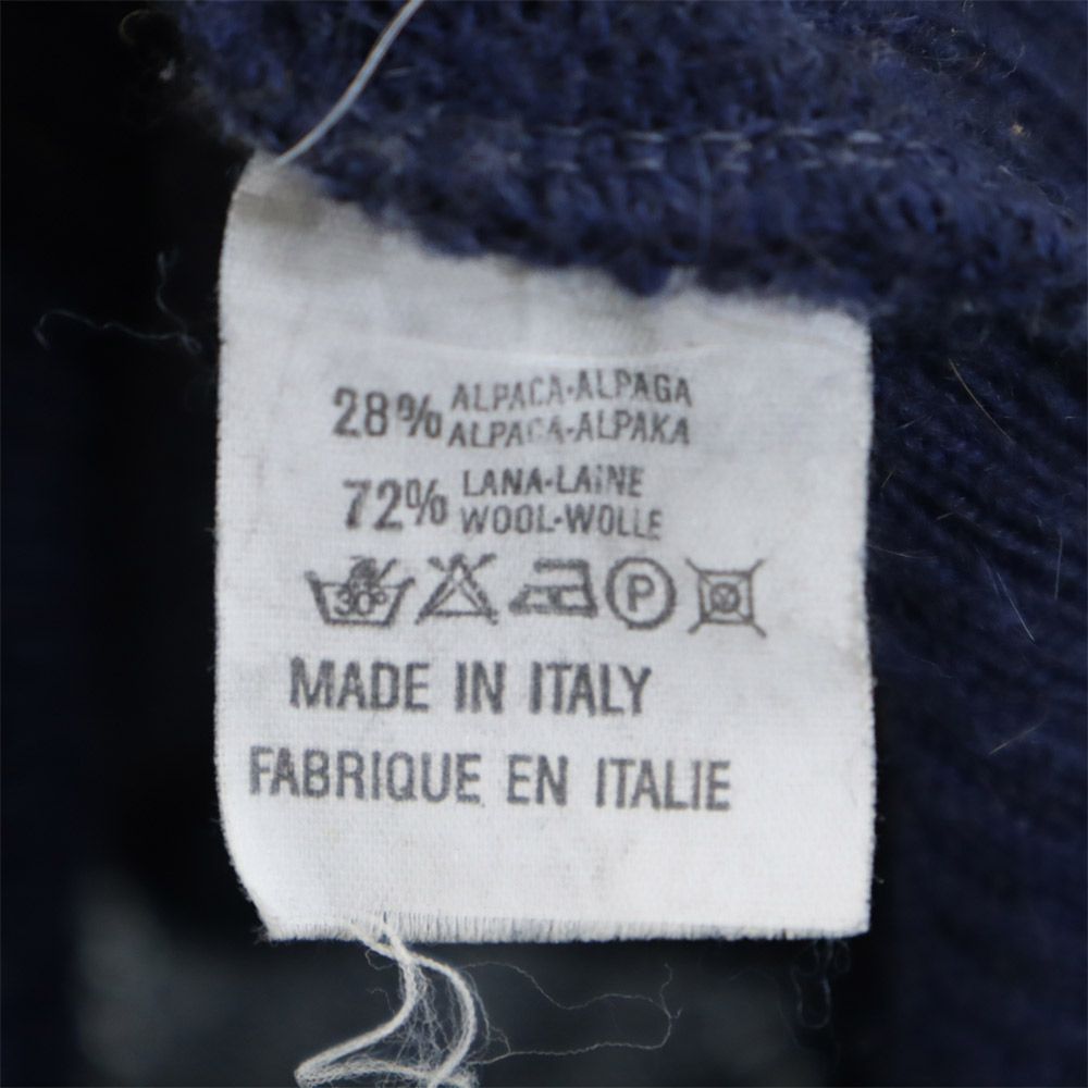 OLD オールド 90s イタリア製 ウールブレンド 総柄 長袖 セーター 42 ネイビー系 ニット メンズ