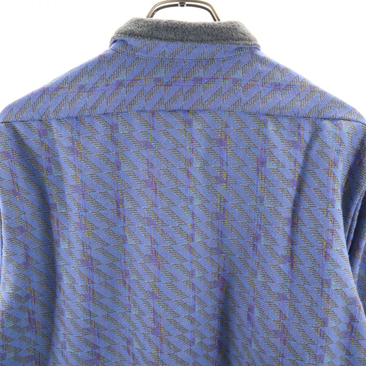 未使用 テンジカイJACK テンジカイジャック 未使用 日本製 総柄 長袖 ウールブレンド シャツジャケット ブルー系 タグ付き メンズ