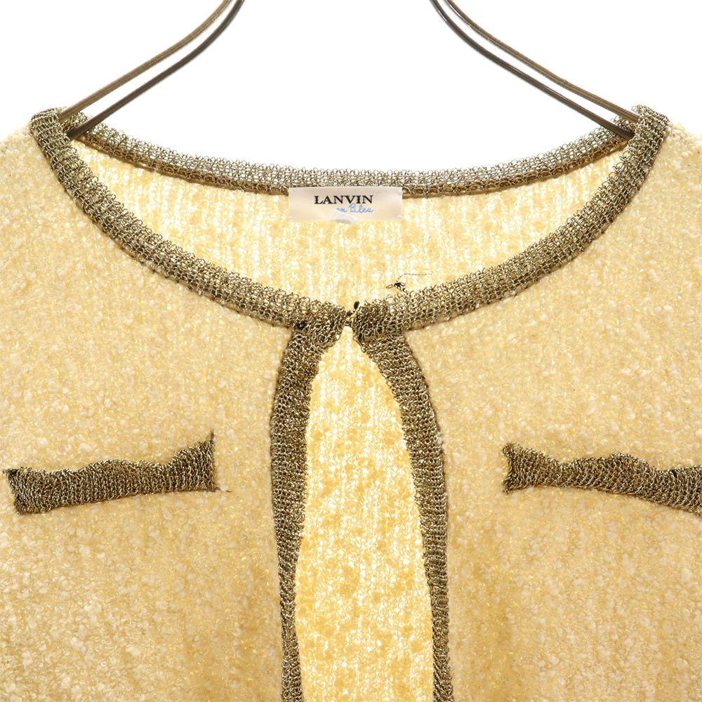 LANVIN en Bleu ランバンオンブルー 90s 日本製 長袖 ニット カーディガン 38 アイボリー系 オールド ヴィンテージ レディース