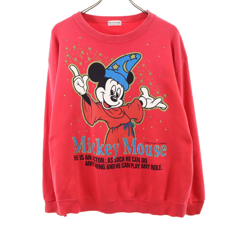 Mickey Family ミッキーファミリー 90s ミッキーマウス プリント 長袖 トレーナー レッド スウェット オールド ヴィンテージ メンズ