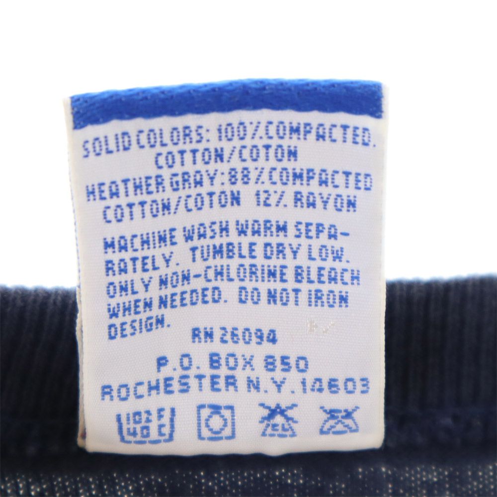 Champion チャンピオン 90s 後期 USA製 プリント 長袖 Tシャツ L ネイビー ロンT オールド ヴィンテージ メンズ