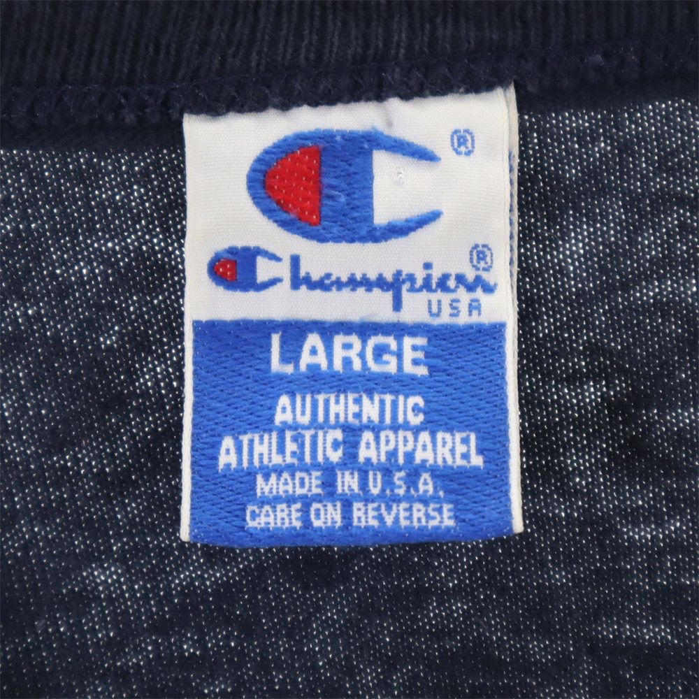 Champion チャンピオン 90s 後期 USA製 プリント 長袖 Tシャツ L ネイビー ロンT オールド ヴィンテージ メンズ