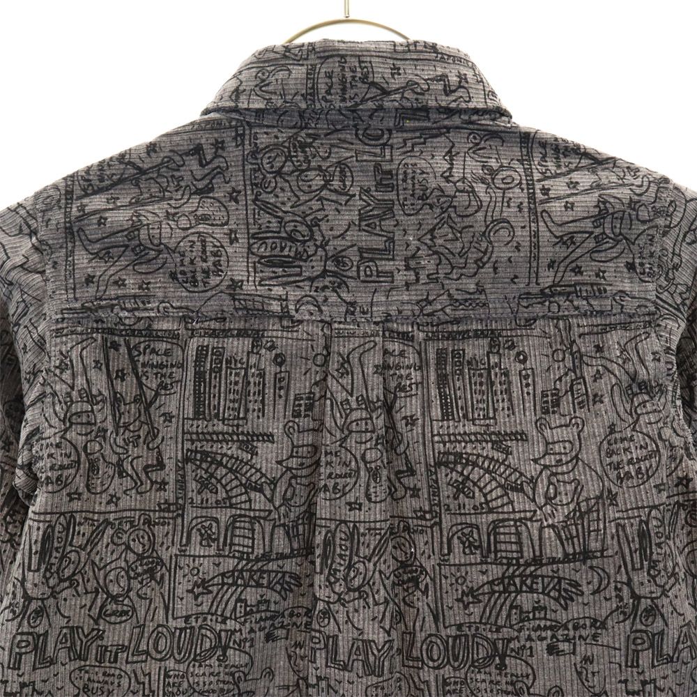 未使用 JC de CASTELBAJAC カステルバジャック 総柄 長袖 コーデュロイシャツ 110 グレー系 タグ付き キッズ