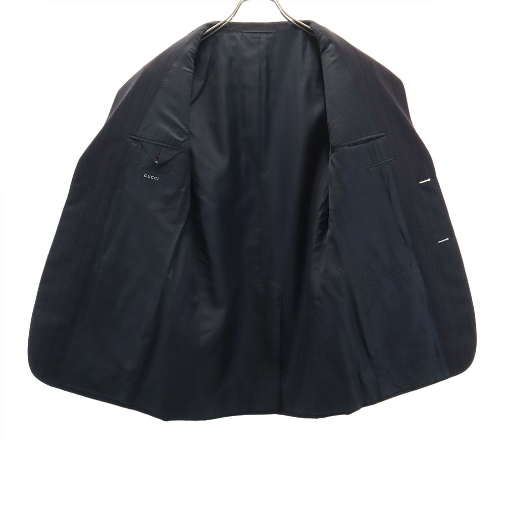 GUCCI グッチ イタリア製 ウール スーツ 上下 セットアップ 44R ブラック系 メンズ