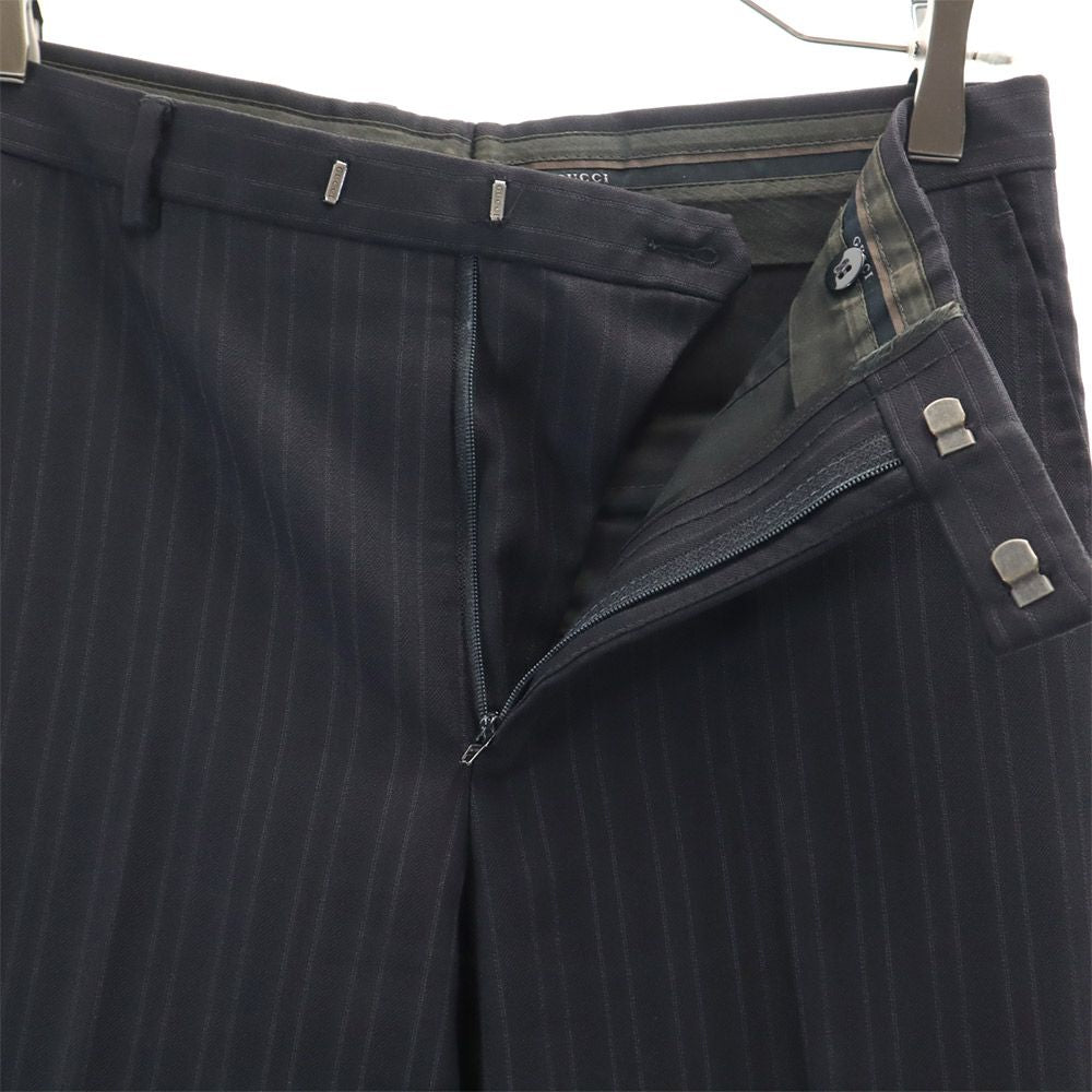 GUCCI グッチ イタリア製 ウール スーツ 上下 セットアップ 44R ブラック系 メンズ