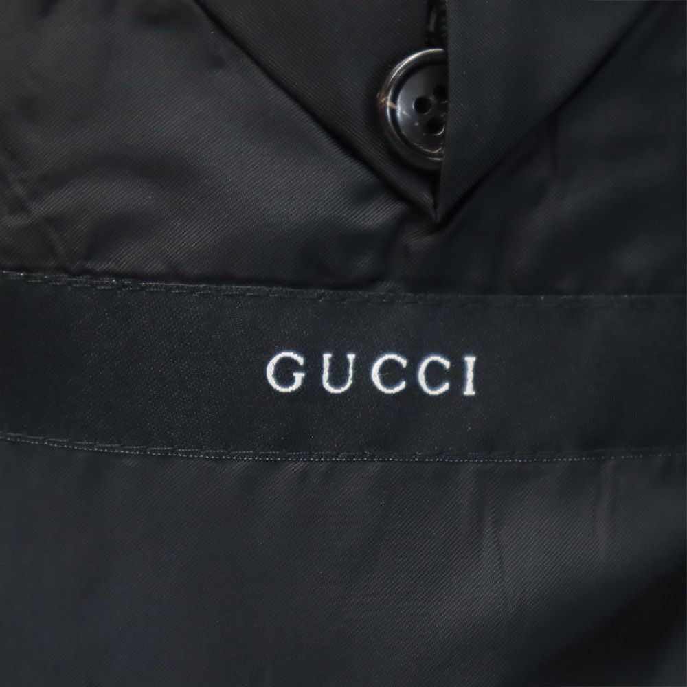 GUCCI グッチ イタリア製 ウール スーツ 上下 セットアップ 44R ブラック系 メンズ