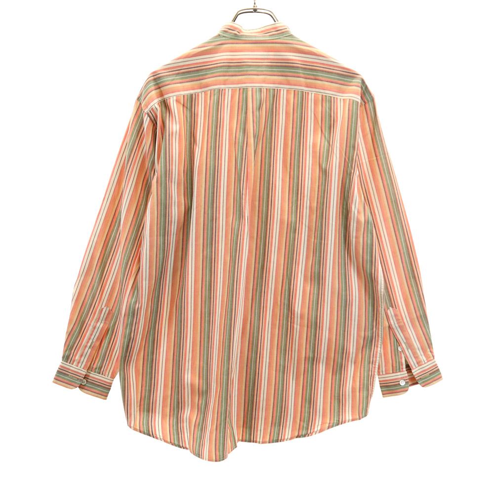 クリスチャンディオール 90s オールド 長袖アロハ ストライプ 長袖 バンドカラーシャツ M オレンジ系 Christian Dior メンズ