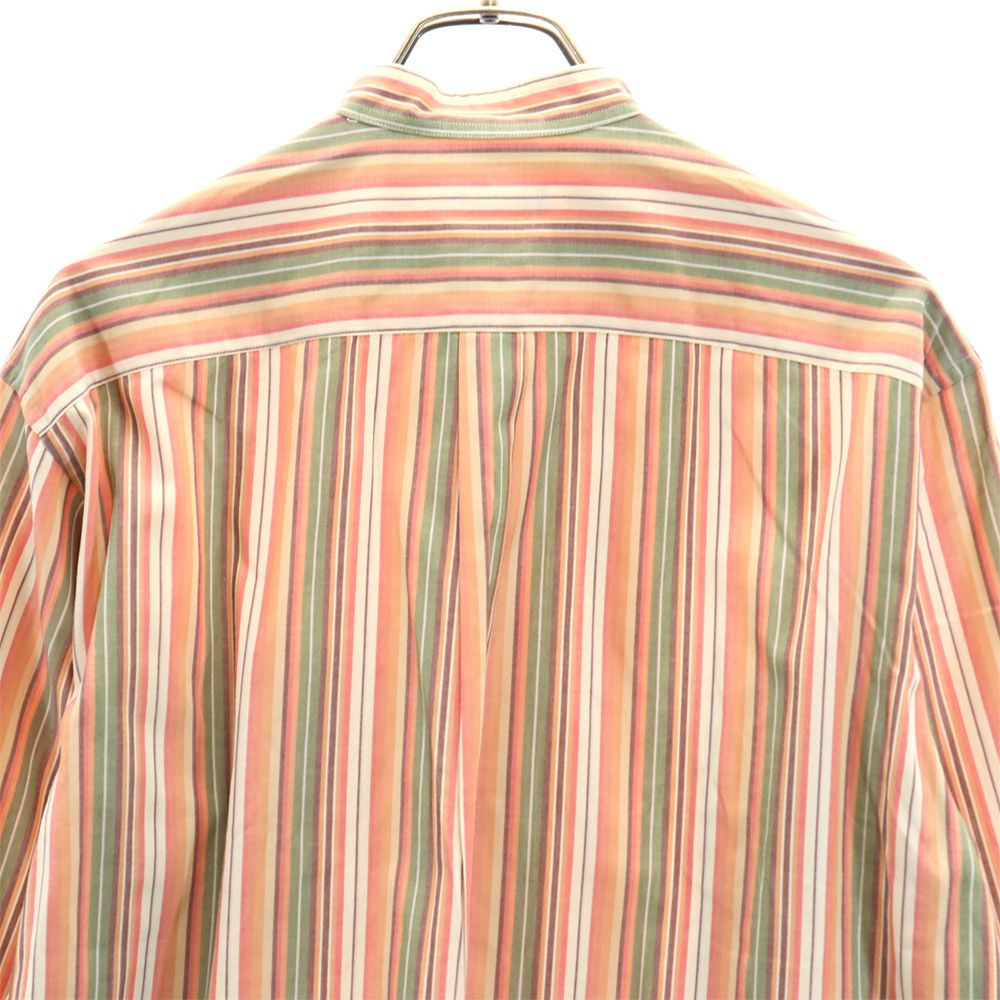 クリスチャンディオール 90s オールド 長袖アロハ ストライプ 長袖 バンドカラーシャツ M オレンジ系 Christian Dior メンズ