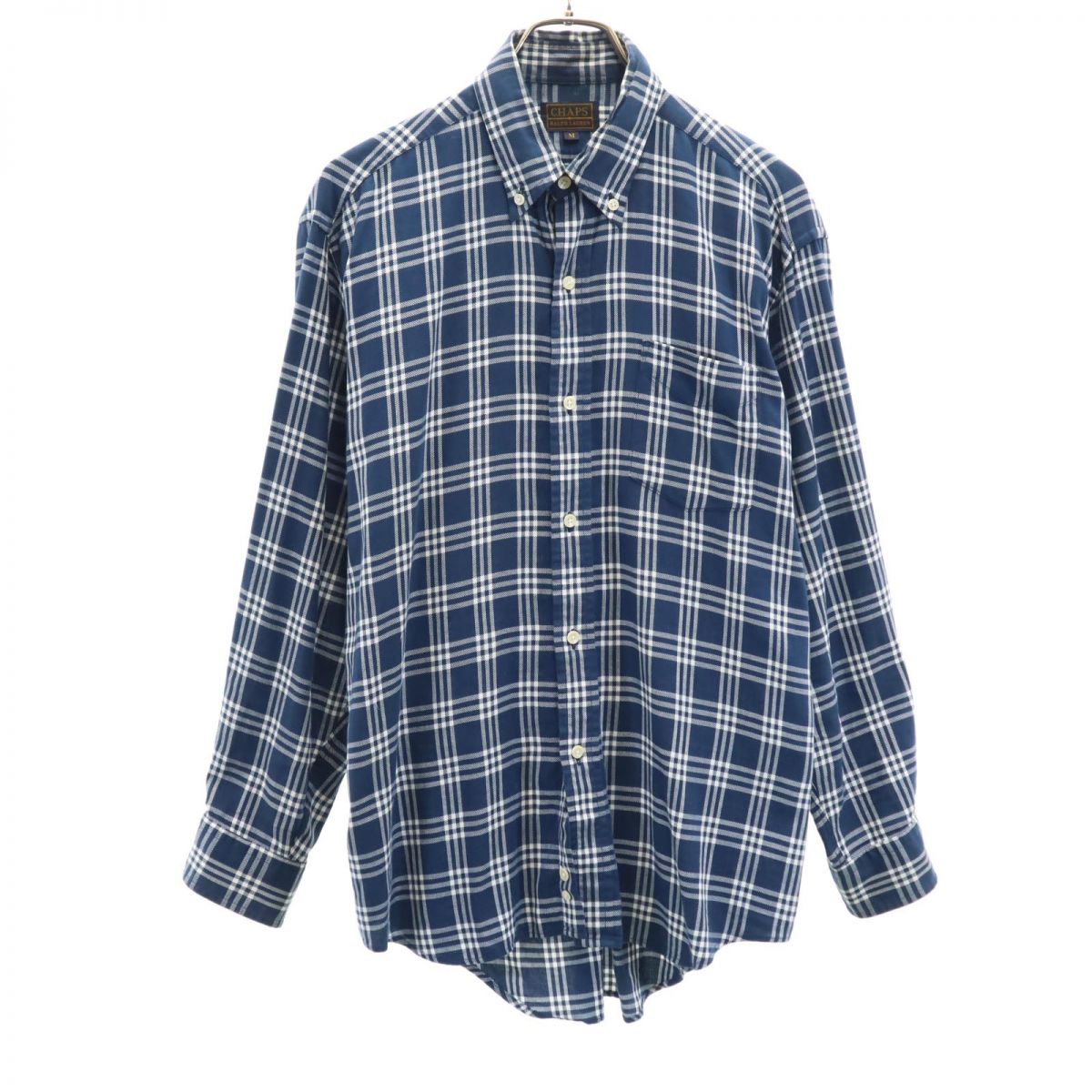 CHAPS RALPH LAUREN チャップスラルフローレン チェック 長袖 ボタンダウンシャツ M ネイビー系 メンズ