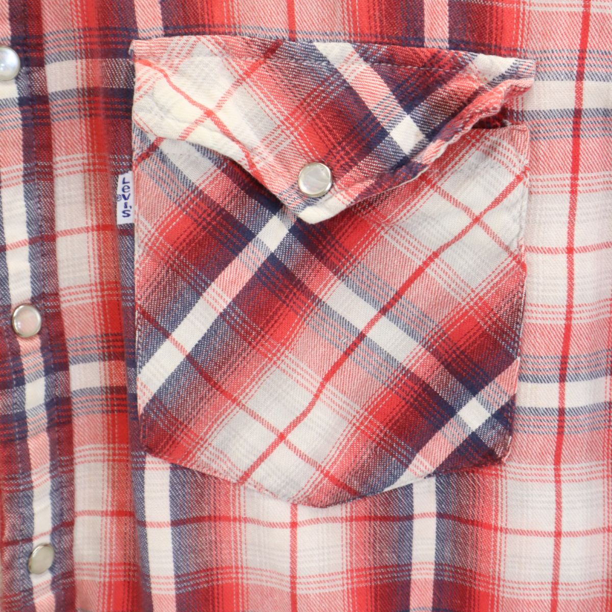 Levi's リーバイス 90s オールド チェック柄 長袖 ウエスタンシャツ S 赤系 メンズ