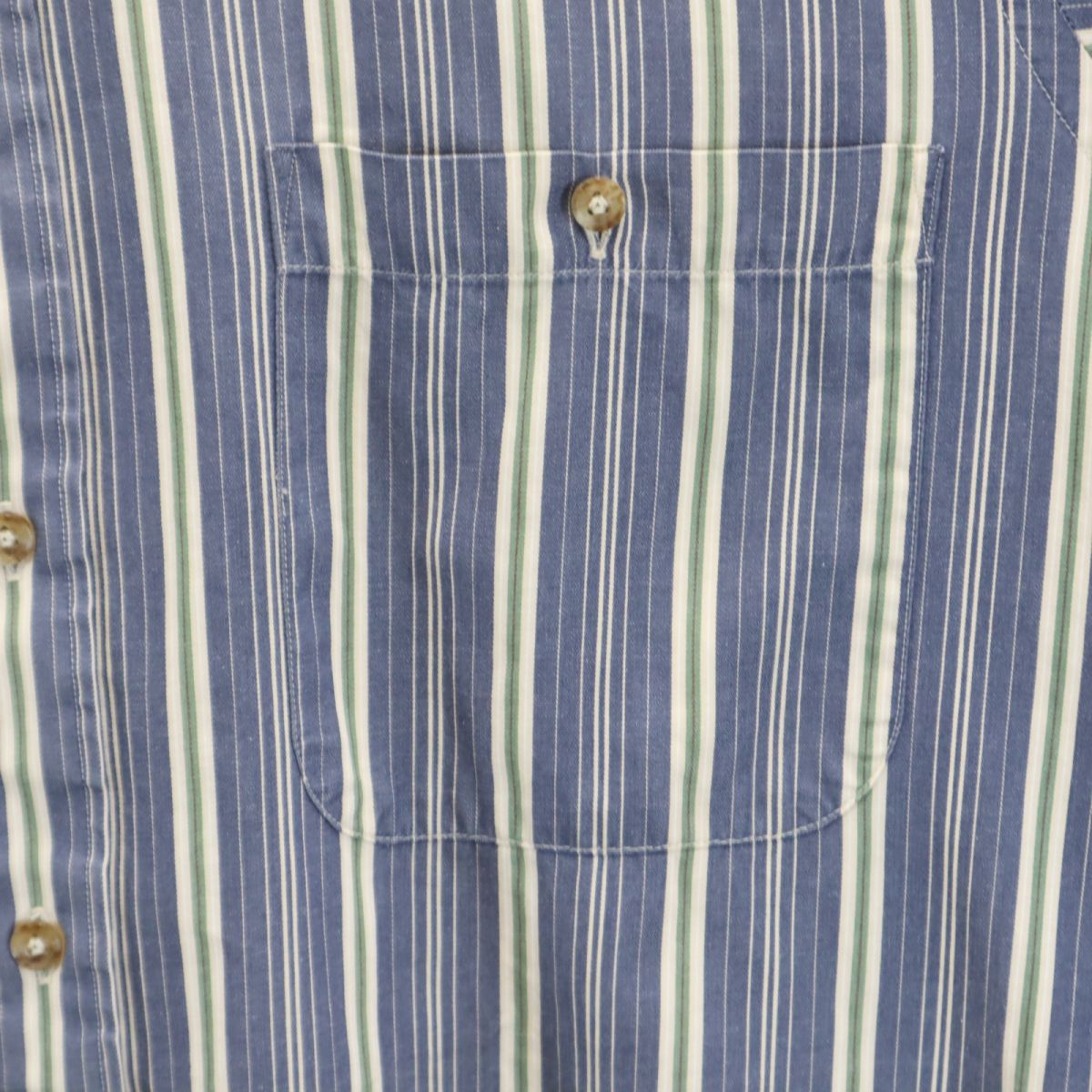 Hathaway ハサウェイ 90s USA製 オールド ストライプ柄 長袖 ボタンダウンシャツ 1632/33 ブルー系 メンズ