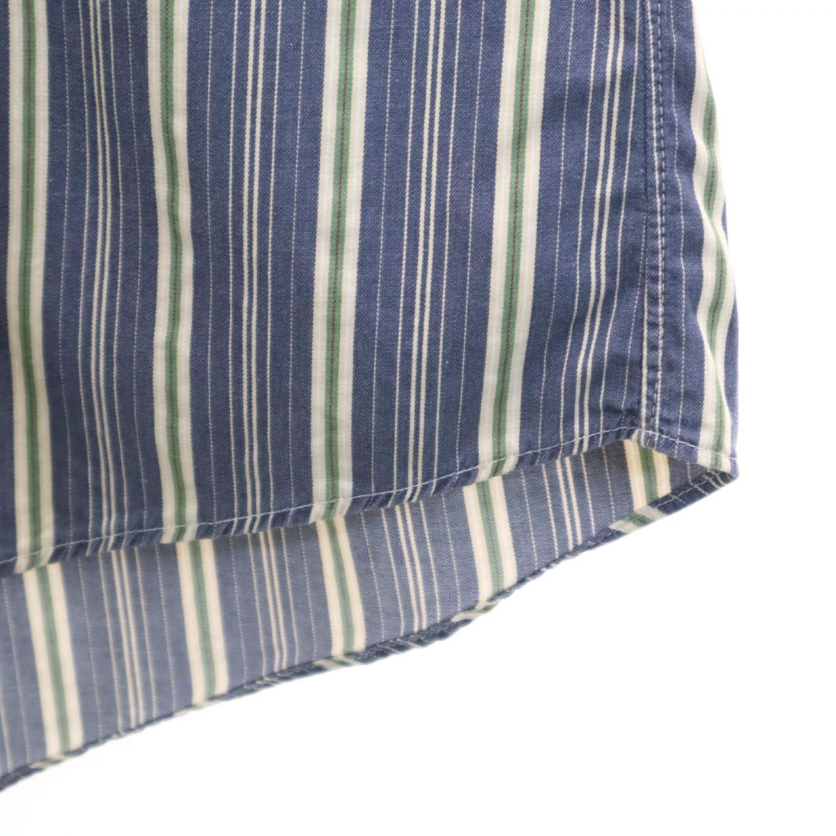Hathaway ハサウェイ 90s USA製 オールド ストライプ柄 長袖 ボタンダウンシャツ 1632/33 ブルー系 メンズ