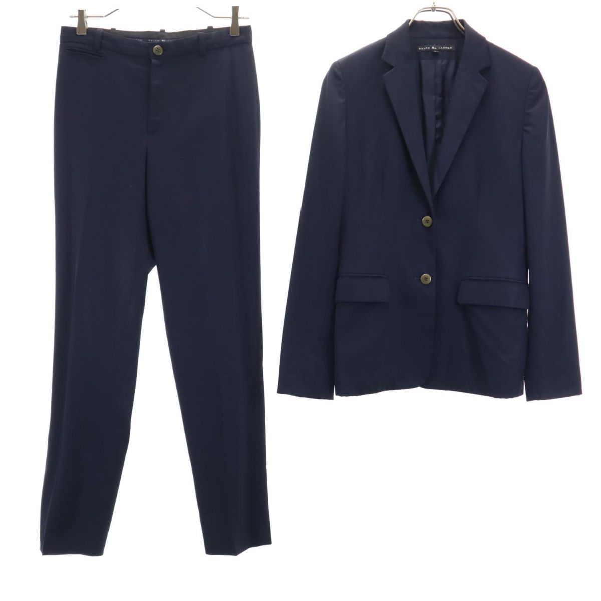 RALPH LAUREN ラルフローレン 日本製 ウール パンツスーツ 上下 セットアップ 9 ネイビー レディース
