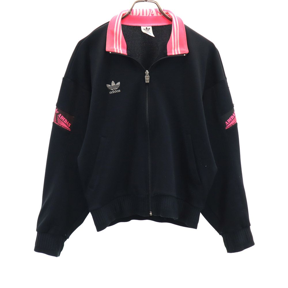 アディダス 80s トレフォイルロゴ デサント製 ヴィンテージ トレーニング 長袖 トラックジャケット L ブラック系 adidas メンズ
