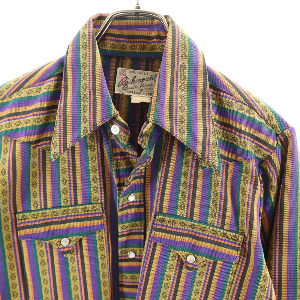 ロックマウント ランチウェア 70s ヴィンテージ ストライプ 長袖 ウエスタンシャツ メンズ