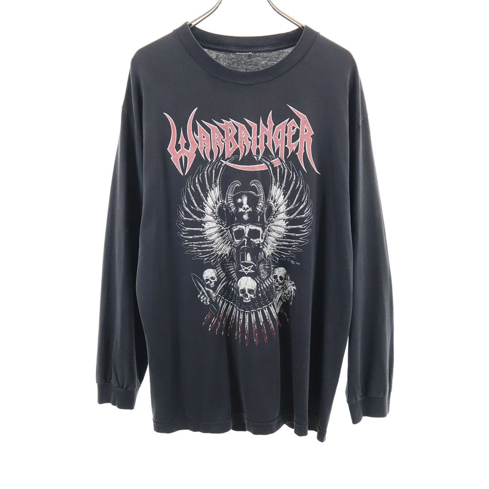 プリント 長袖 Tシャツ ブラック系 ロンT メンズ