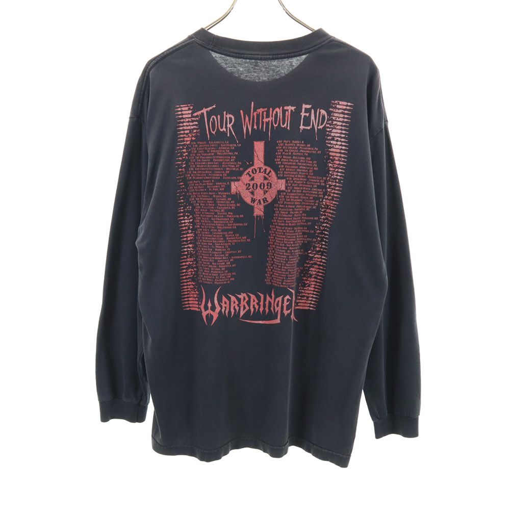 プリント 長袖 Tシャツ ブラック系 ロンT メンズ