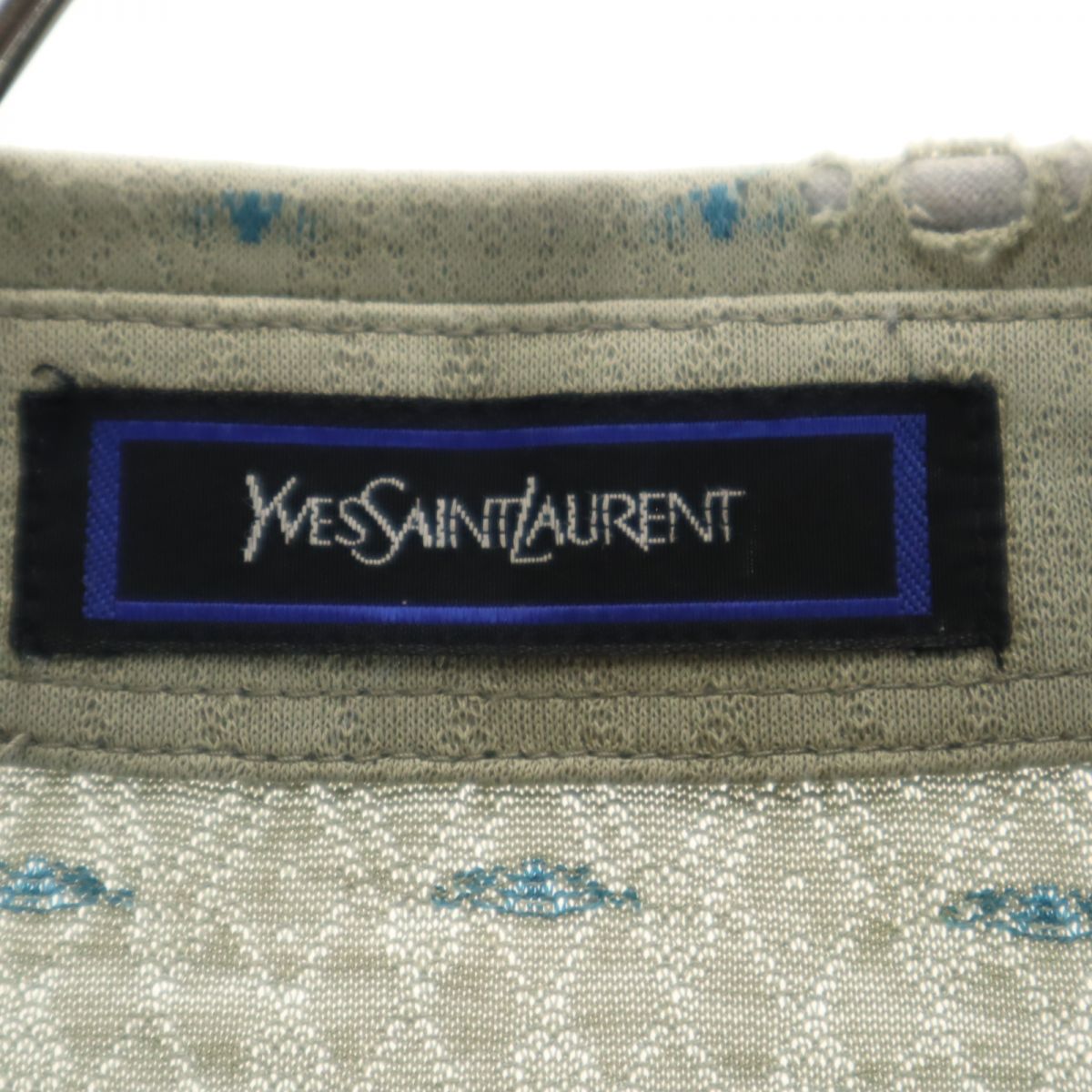YVES SAINT LAURENT イヴサンローラン 90s オールド 長袖 ポロシャツ L カーキ メンズ