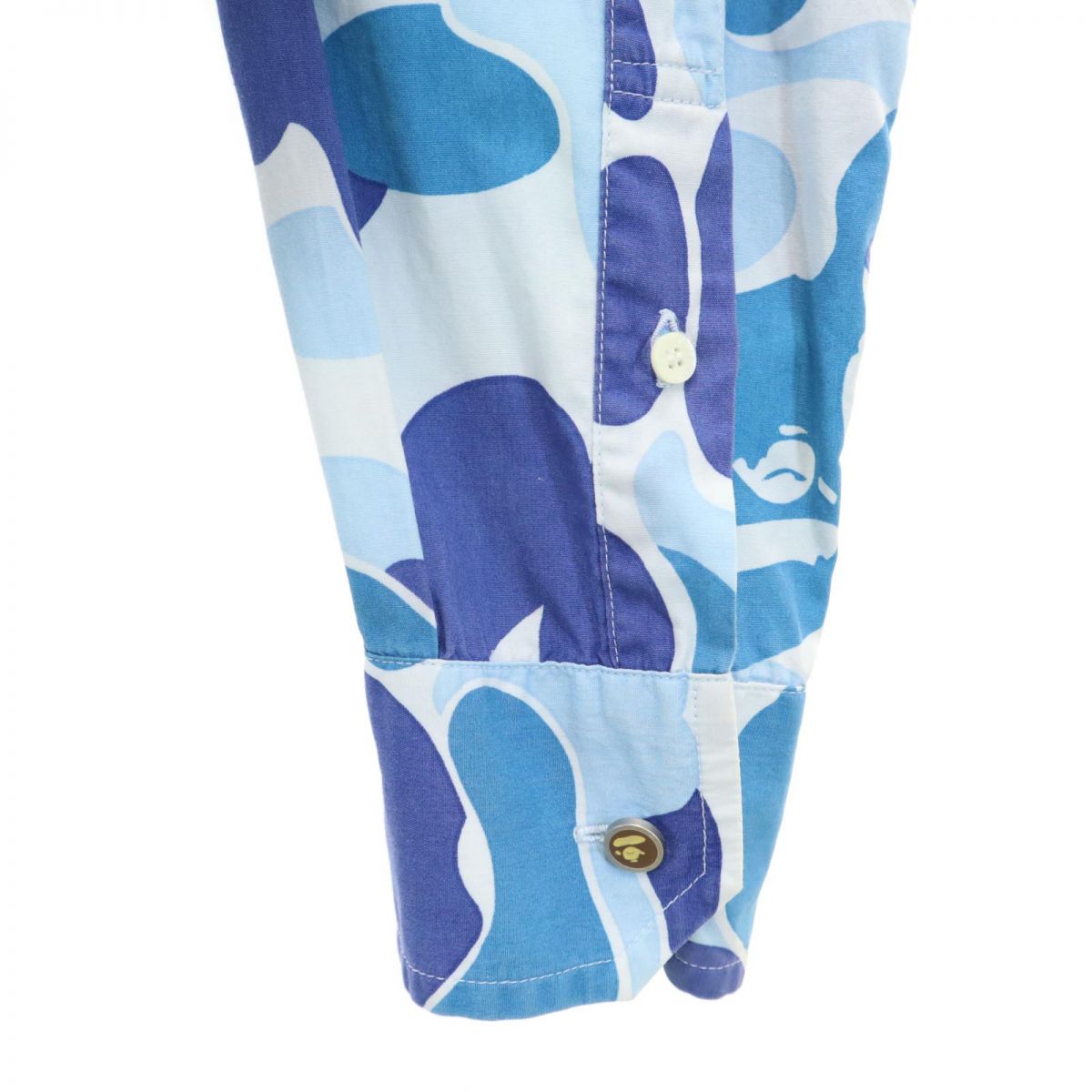 A BATHING APE アベイシングエイプ 総柄 長袖 シャツ XS ブルー系 メンズ