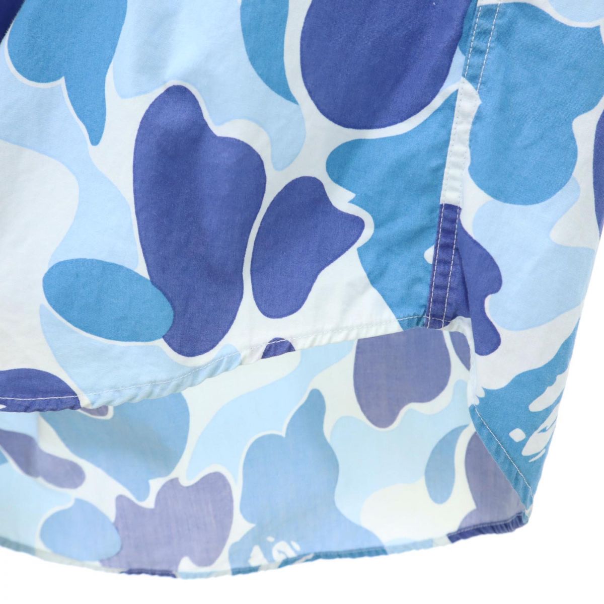 A BATHING APE アベイシングエイプ 総柄 長袖 シャツ XS ブルー系 メンズ