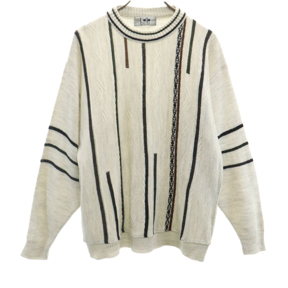 Billi 90s オールド イタリア製 長袖 ウールブレンド セーター 48 ホワイト系 ニット メンズ