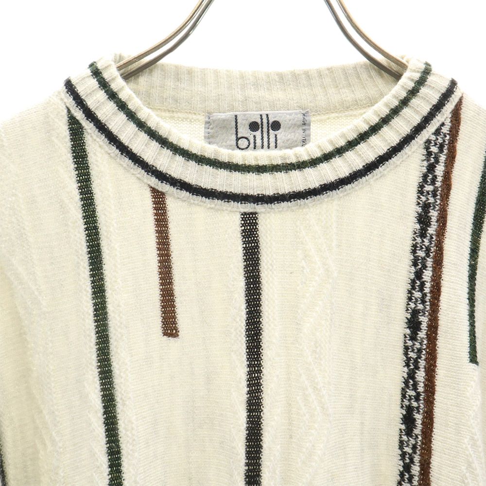 Billi 90s オールド イタリア製 長袖 ウールブレンド セーター 48 ホワイト系 ニット メンズ